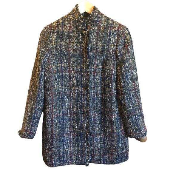 J. McLaughlin tweed collarless jacket sz xs - Picture 1 of 8
